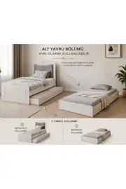 ROMANTİC YAVRU YATAKLI KARYOLA EBAT:100X200(%100MDF) 4