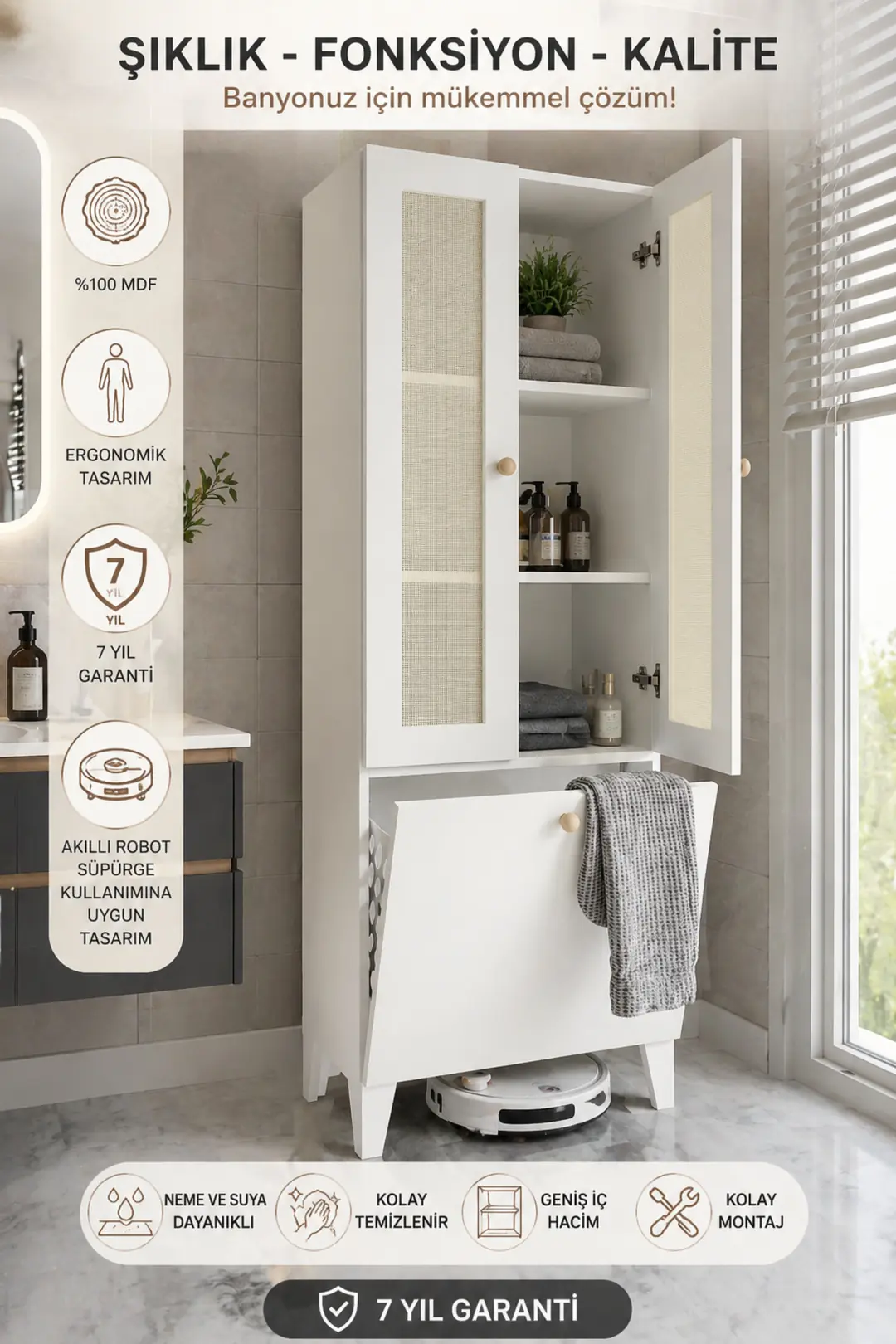 napoli 2 kapaklı,hasırlı çok amaçlı kirli banyo dolabı (%100mdf) 1