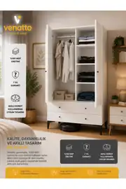 Focus 2 Kapılı Dolap/gardırop Beyaz (%100MDF) 3