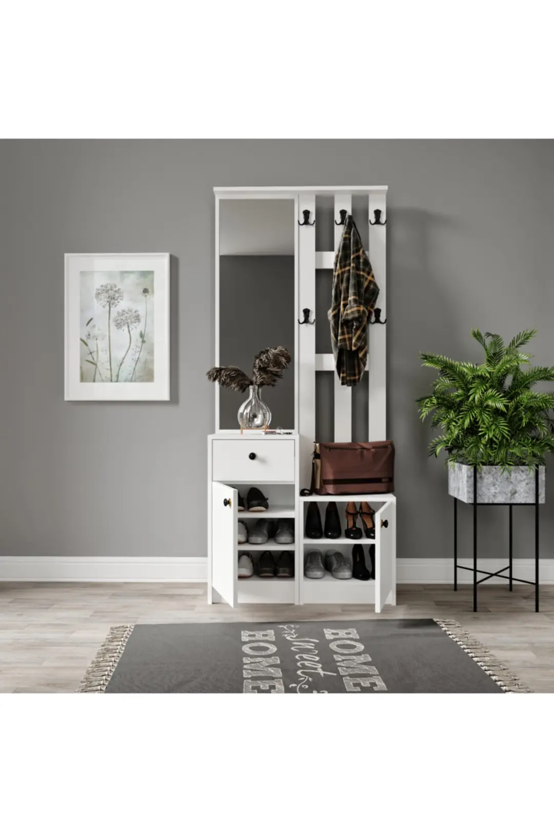 Carizma Beyaz Portmanto/vestiyer (%100MDF) 4