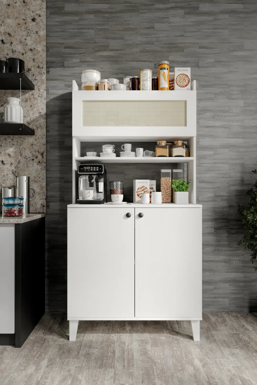 Truva hasırlı kahve köşesi,erzak dolabı,kiler dolabı çok amaçlı mutfak dolabı(%100mdf) 2