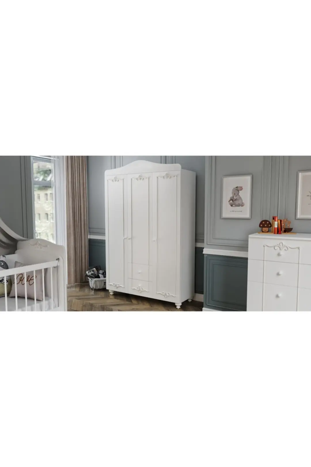 Romantic 3 Kapılı, 2 Çekmeceli, Avangart Dolap/gardırop(%100MDF) 4