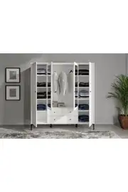 Focus 4 Kapılı, 2 Çekmeceli Aynalı Dolap (BEYAZ) (%100MDF) 6