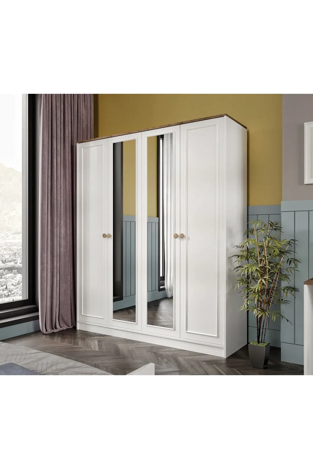 Smart 4 Kapılı Aynalı Gardrop/ Dolap(%100MDF) 3