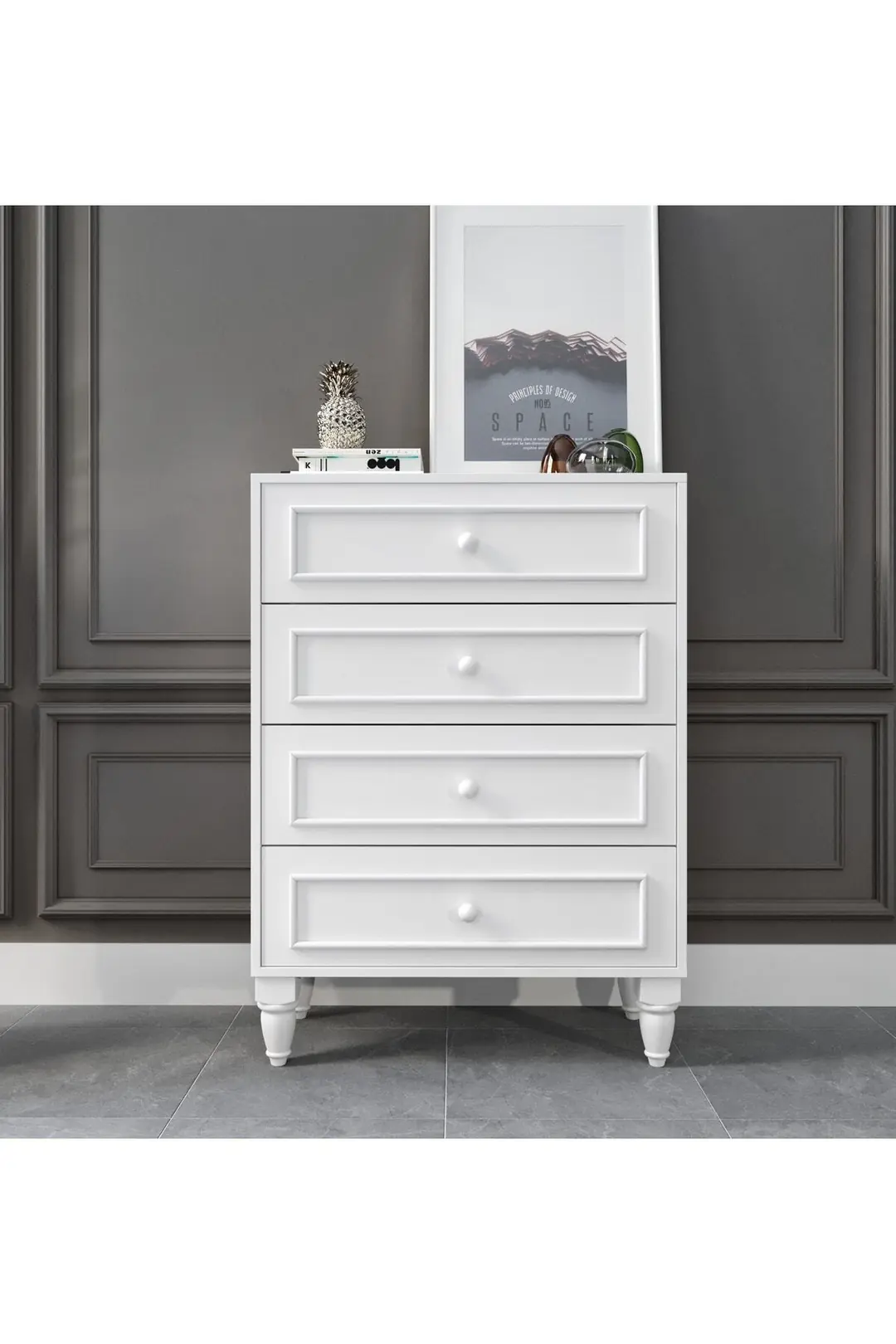 Romantic 4 Çek,avangart,beyaz Şifonyer(%100MDF) 6