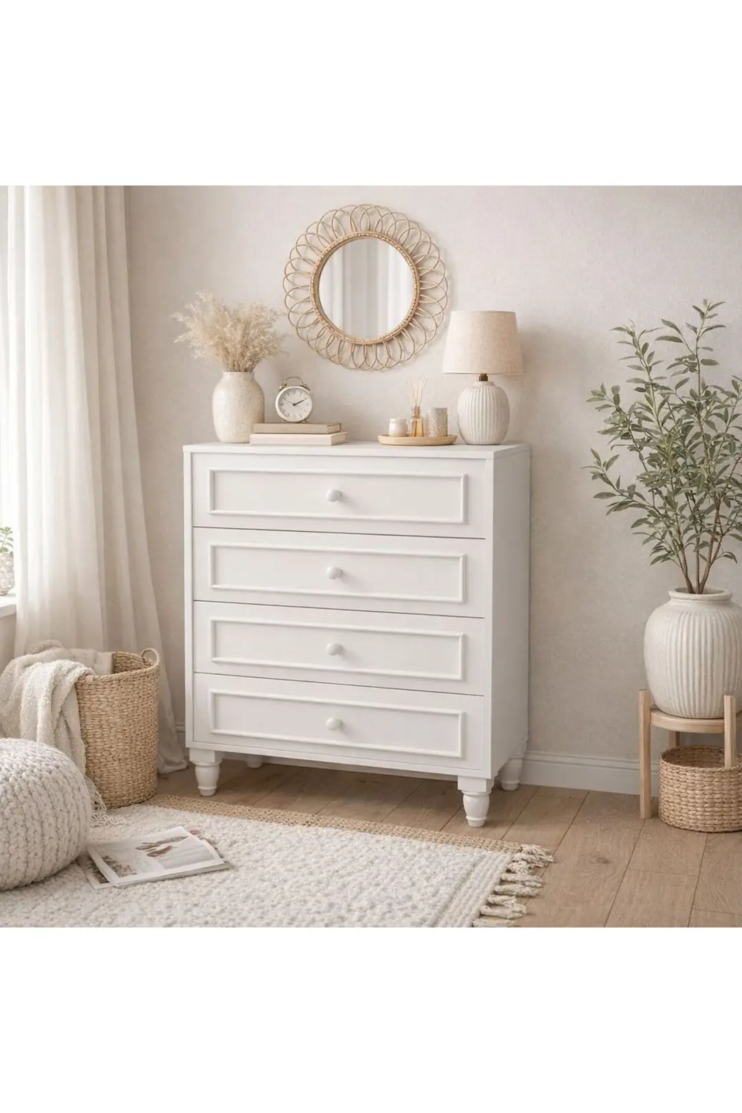 Romantic 4 Çek,avangart,beyaz Şifonyer(%100MDF) 3
