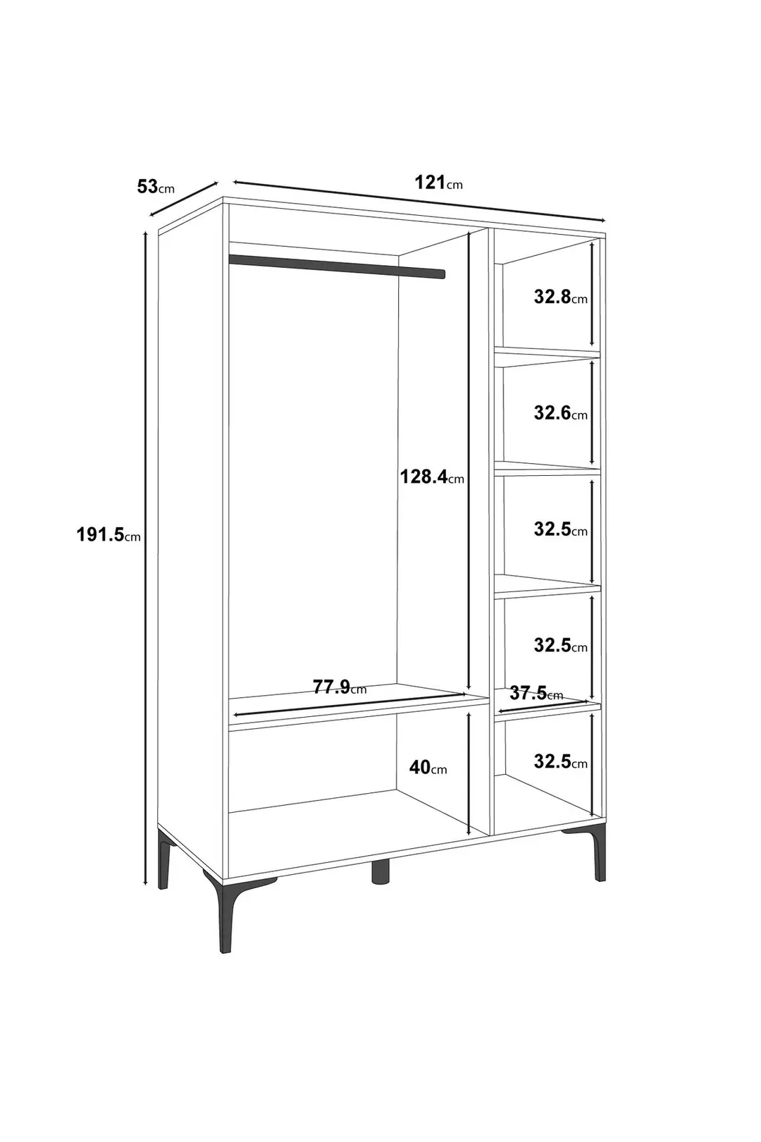 FREE 3 KAPAKLI,6 RAFLI, 1 ASKILI DOLAP/GARDIROP (%100MDF) 3