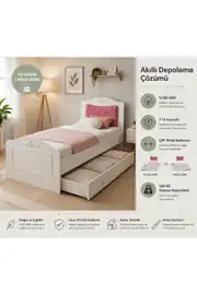 Romantic Yavrulu Karyola (90X190) (%100MDF) 1