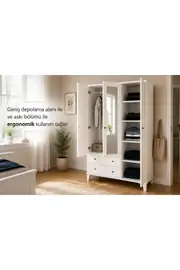MADRİD 3 KAPILI,2 ÇEKMECELİ,AYNALI DOLAP/GARDIROP (%100MDF) 2