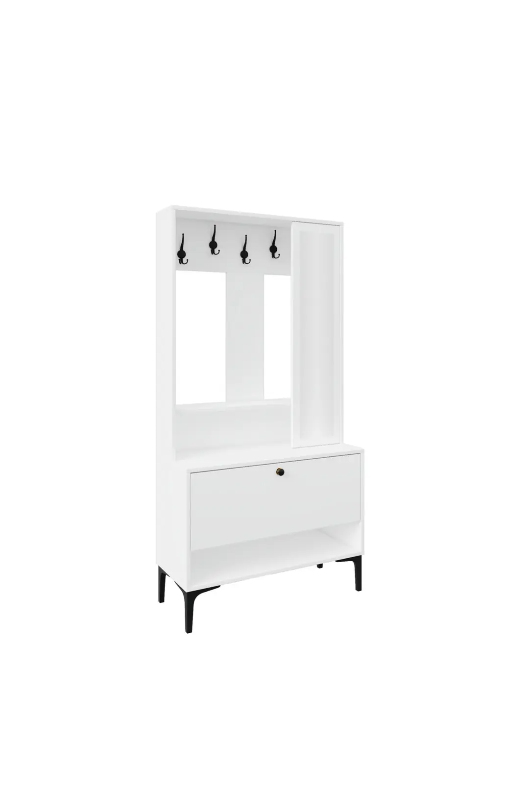 VALENTİN WOOD TARZ RAFLI,AYNALI PORTMANTO/AYAKKABILIK/VESTİYER(%100MDF) 5