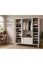 madrid 4 kapaklı ,10 raflı,2 çekmeceli avangart dolap/gardırop (%100mdf) 3