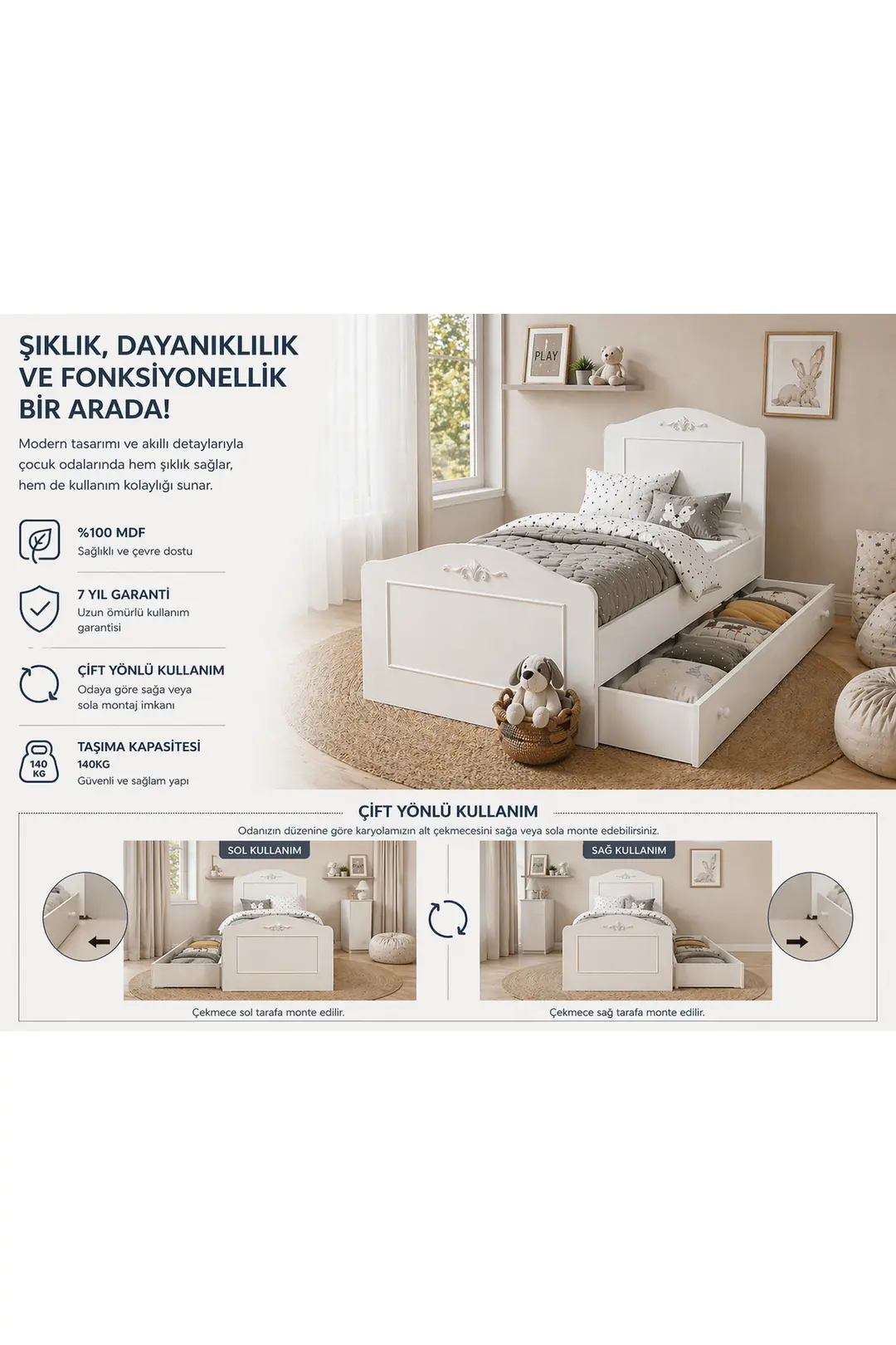 Romantic Yavrulu Karyola(100X200)%100mdf 3
